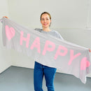 Herzlein® Schal "Happy" in Grau - Rosa