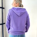 Herzlein Strickjacke aus Baumwolle Hoodie mit Reissverschluss mit Streifen gestreifter Kapuzenpullover in Lila Lavendel