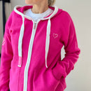 Herzlein Strickjacke aus Baumwolle Hoodie mit Reissverschluss Kapuzenpullover in Pink