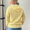 Herzlein Strickjacke aus Baumwolle Hoodie mit Reissverschluss Kapuzenpullover in Gelb Zitrone