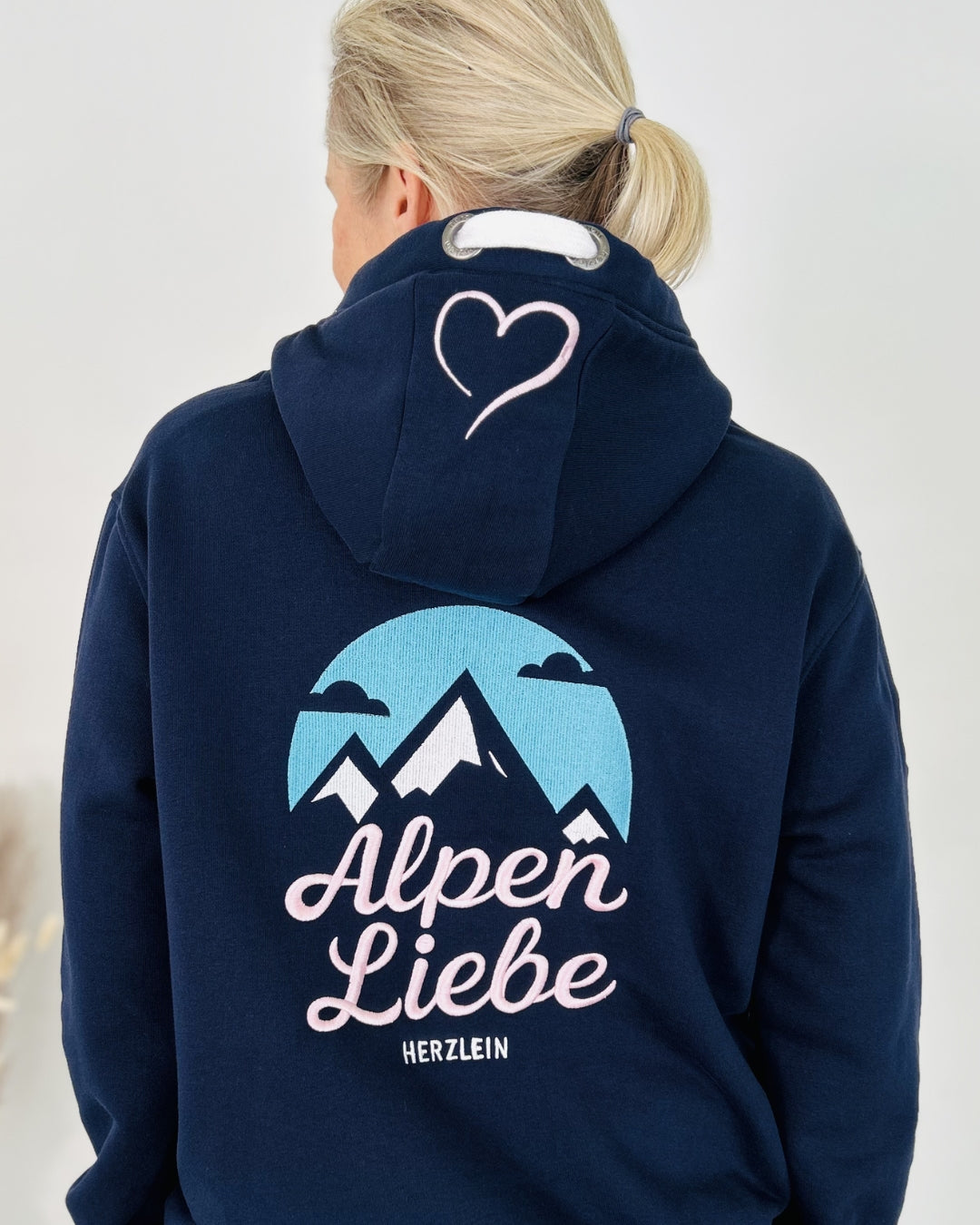 Herzlein® Hoodie "Alpenliebe" in Navy Blau