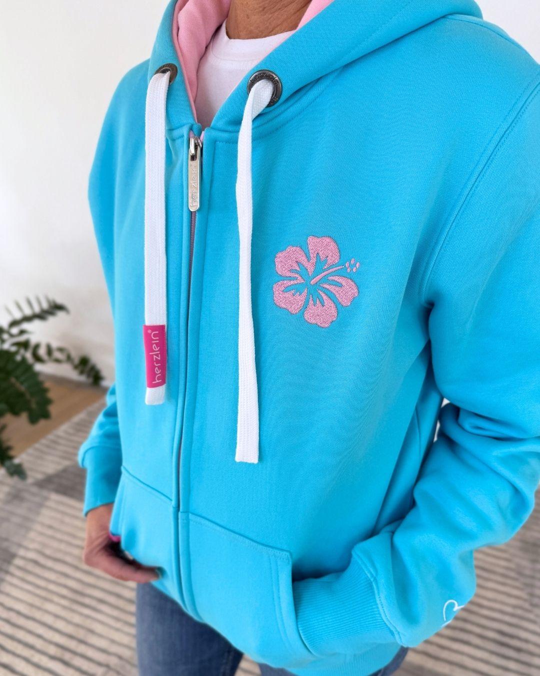 Herzlein® Sweatjacke "Freude Liebe Glück" in Himmelblau