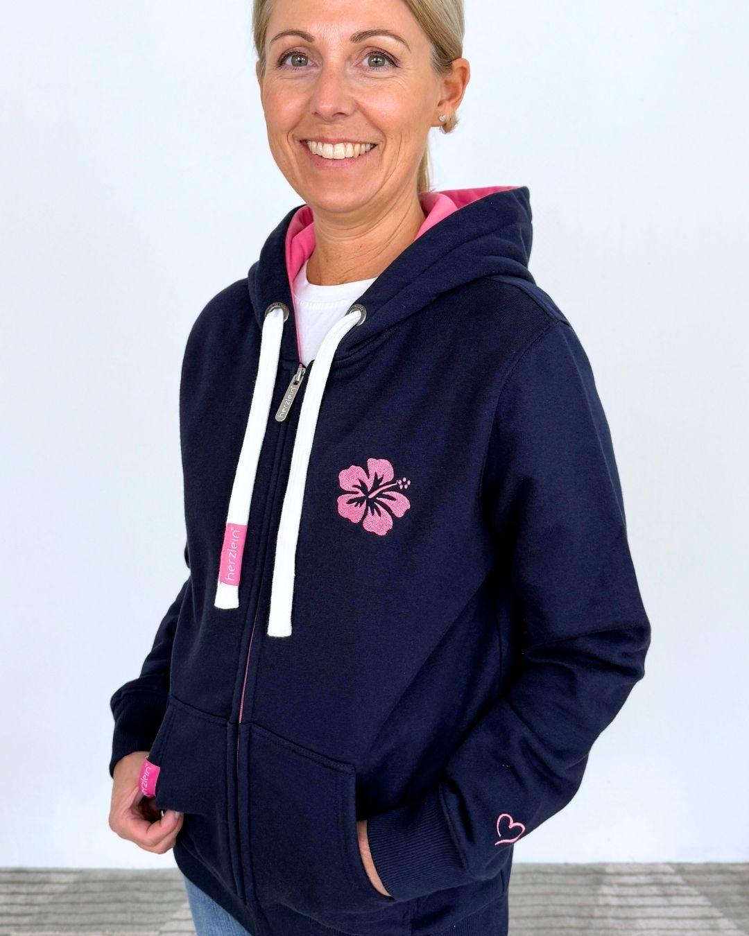 Herzlein® Sweatjacke "Freude Liebe Glück" in Navy
