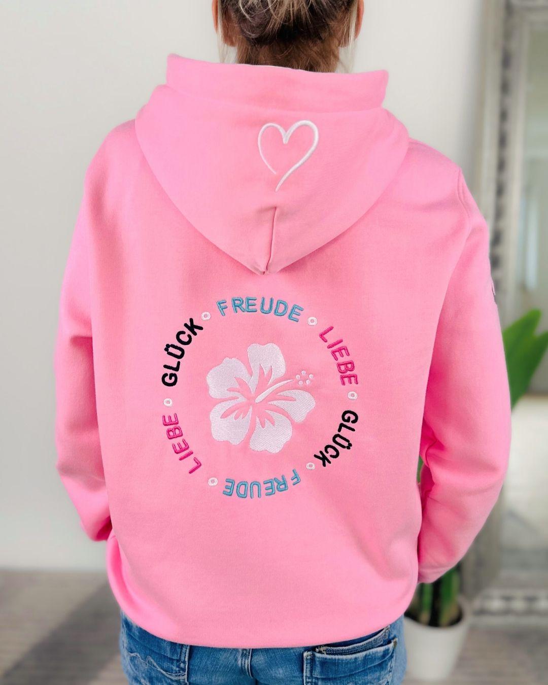 Herzlein® Sweatjacke "Freude Liebe Glück" in Rosa