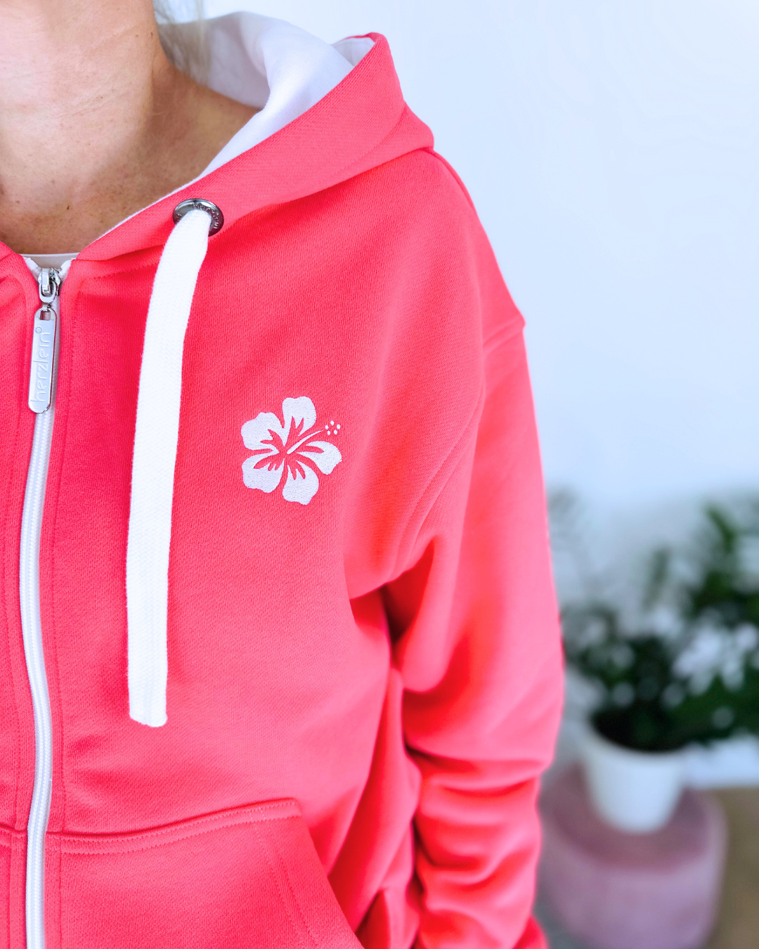 Herzlein® Sweatjacke "Freude Liebe Glück" in Erdbeer