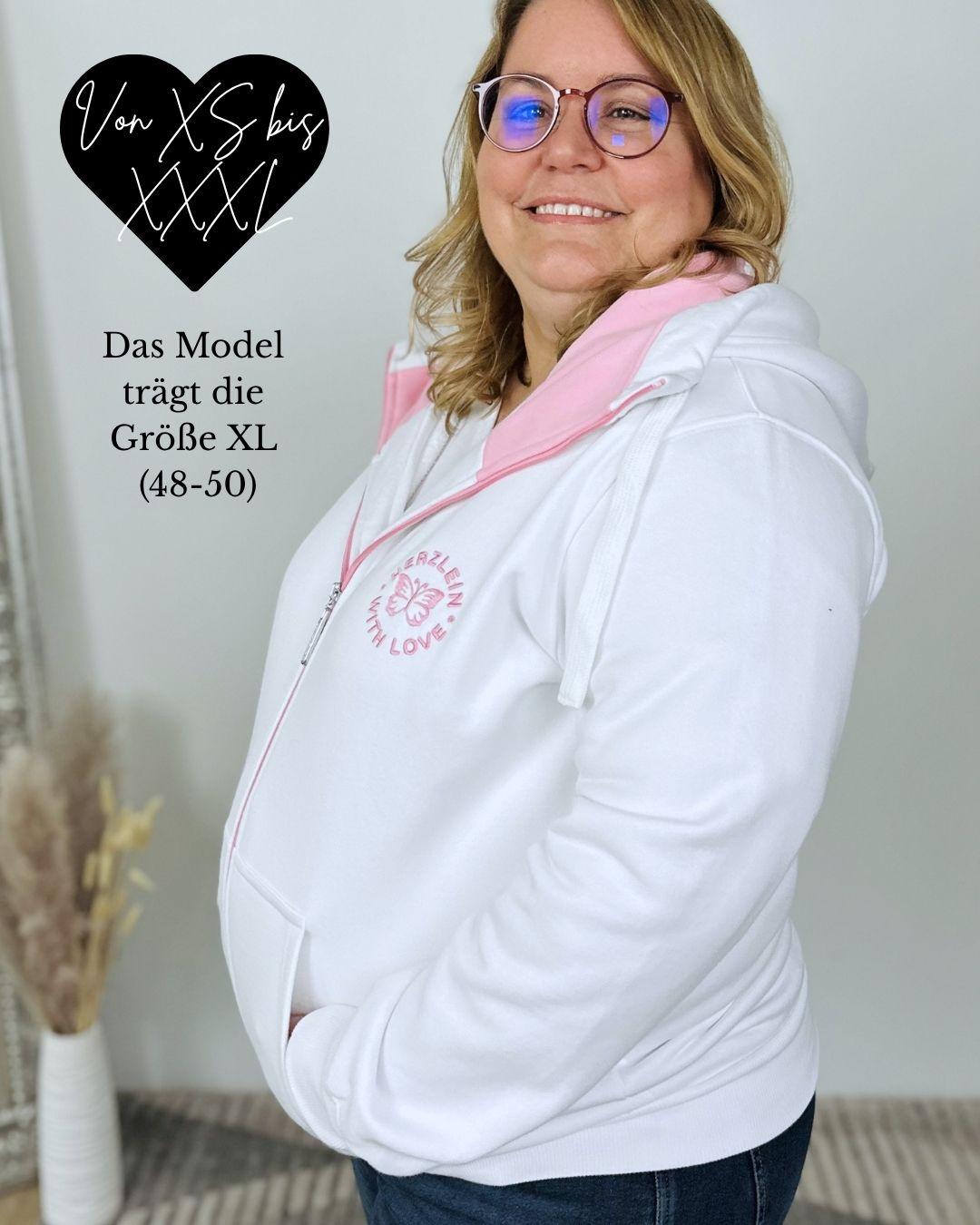 Herzlein® Sweatjacke "Glücklich" in Weiß