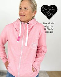 Herzlein® Sweatjacke "Glücklich" in meliertem Rosa