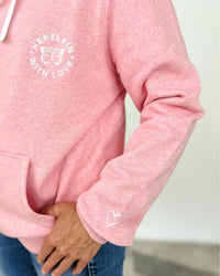 Herzlein® Sweatjacke "Glücklich" in meliertem Rosa