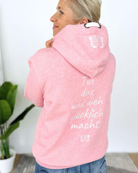 Herzlein® Sweatjacke "Glücklich" in meliertem Rosa