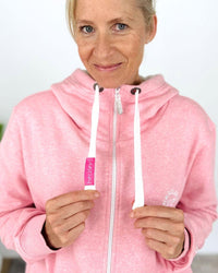 Herzlein® Sweatjacke "Glücklich" in meliertem Rosa
