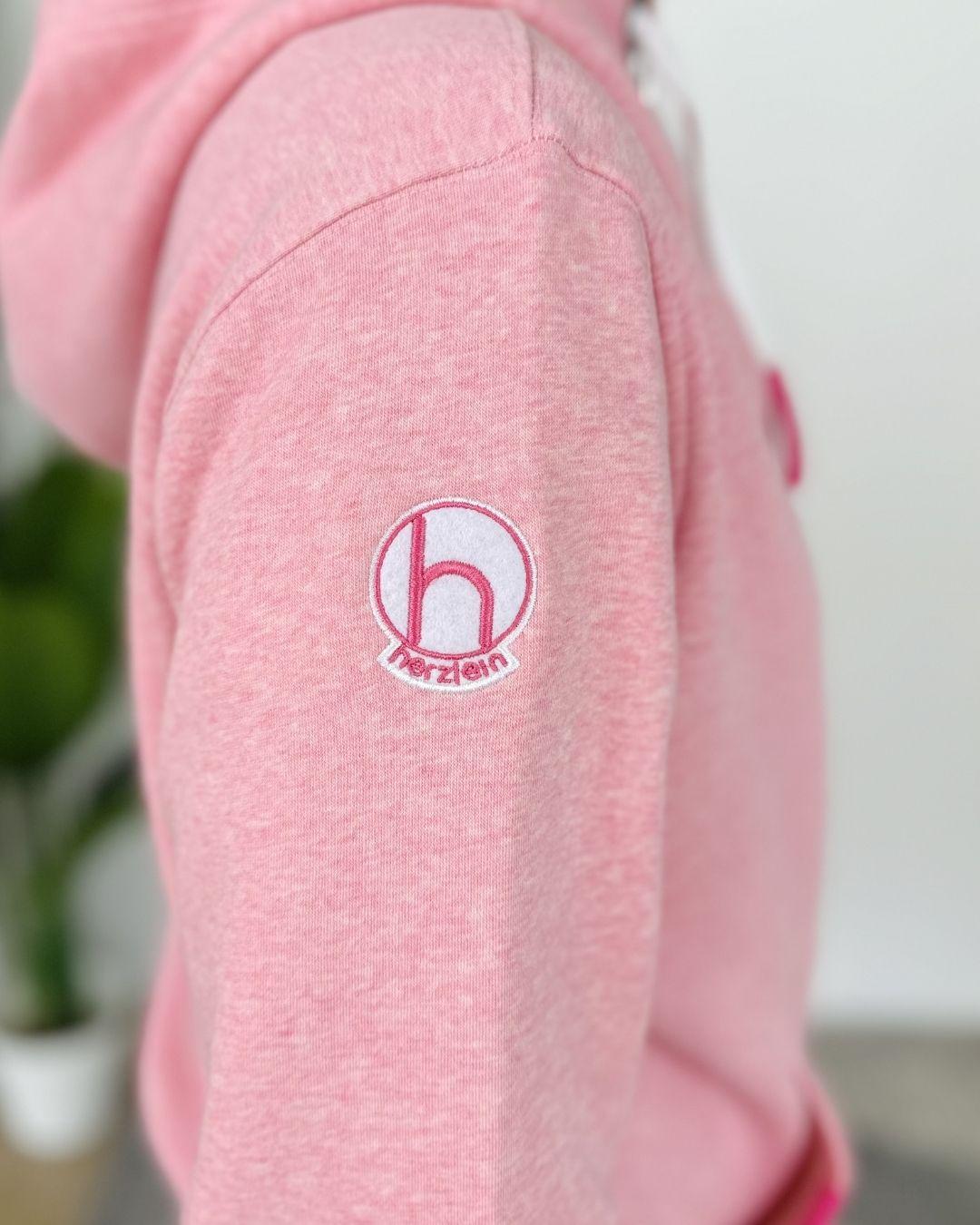 Herzlein® Sweatjacke "Glücklich" in meliertem Rosa