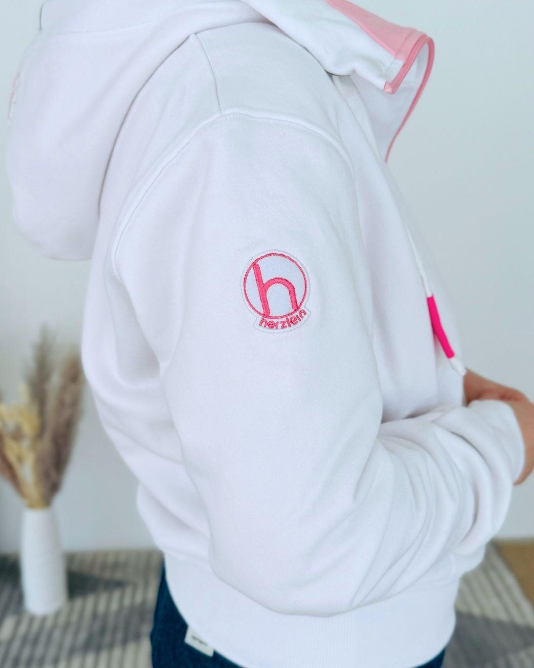 Herzlein® Sweatjacke "Glücklich" in Weiß