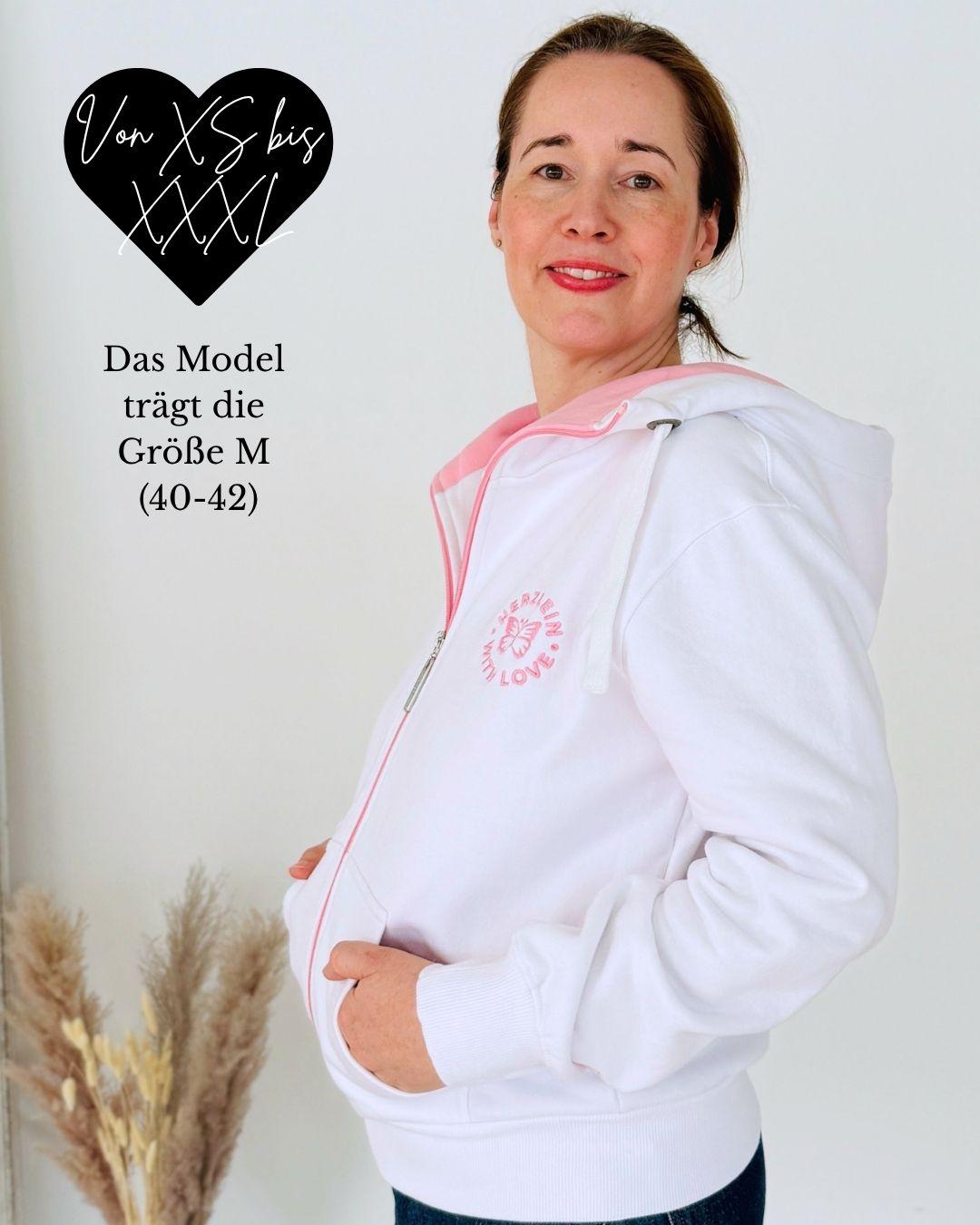 Herzlein® Sweatjacke "Glücklich" in Weiß