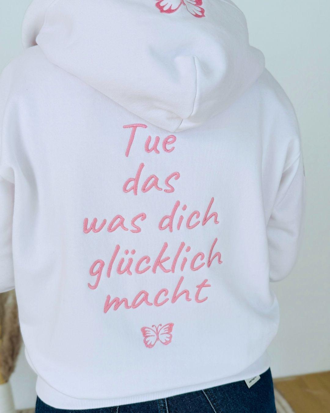 Herzlein® Sweatjacke "Glücklich" in Weiß