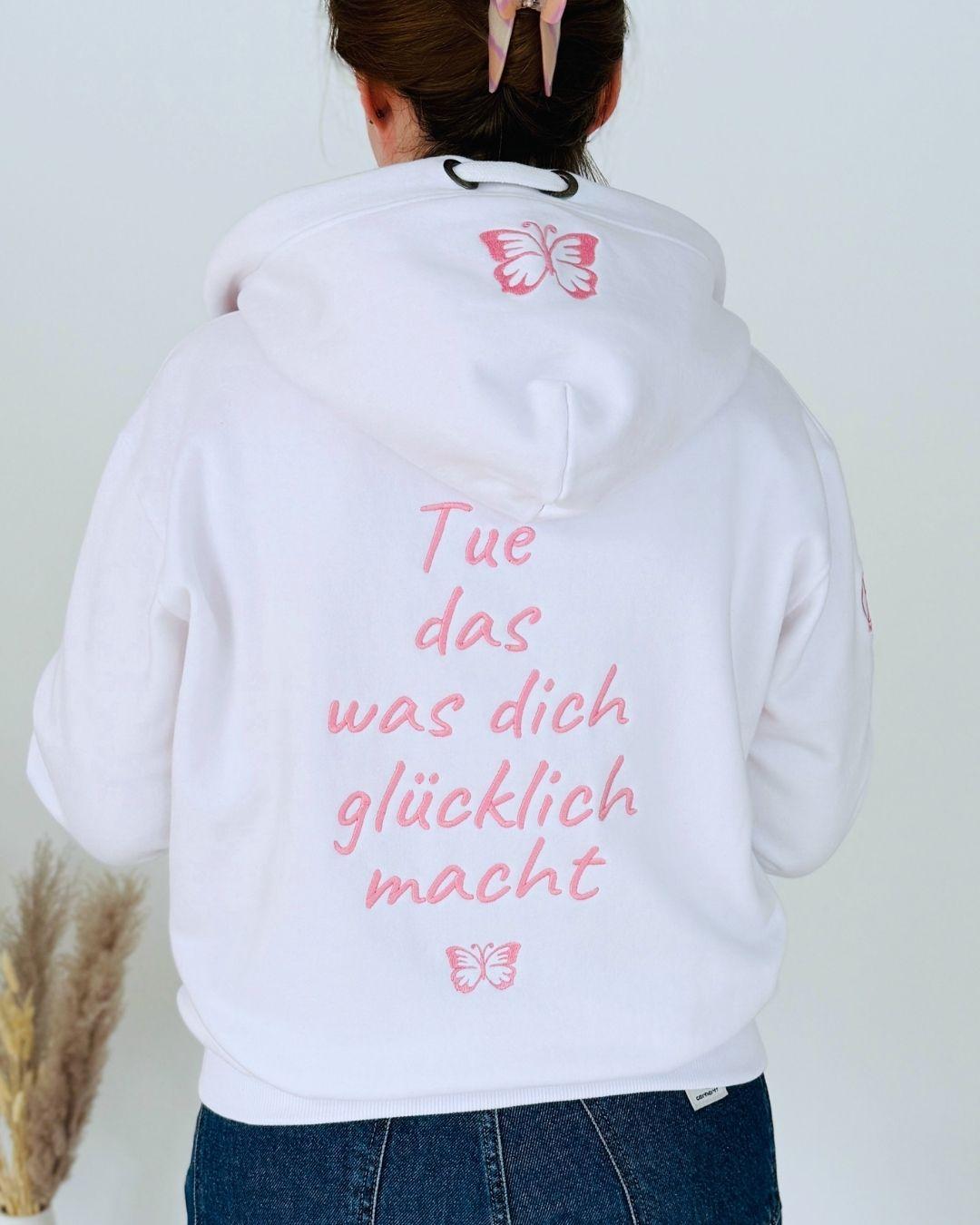 Herzlein® Sweatjacke "Glücklich" in Weiß