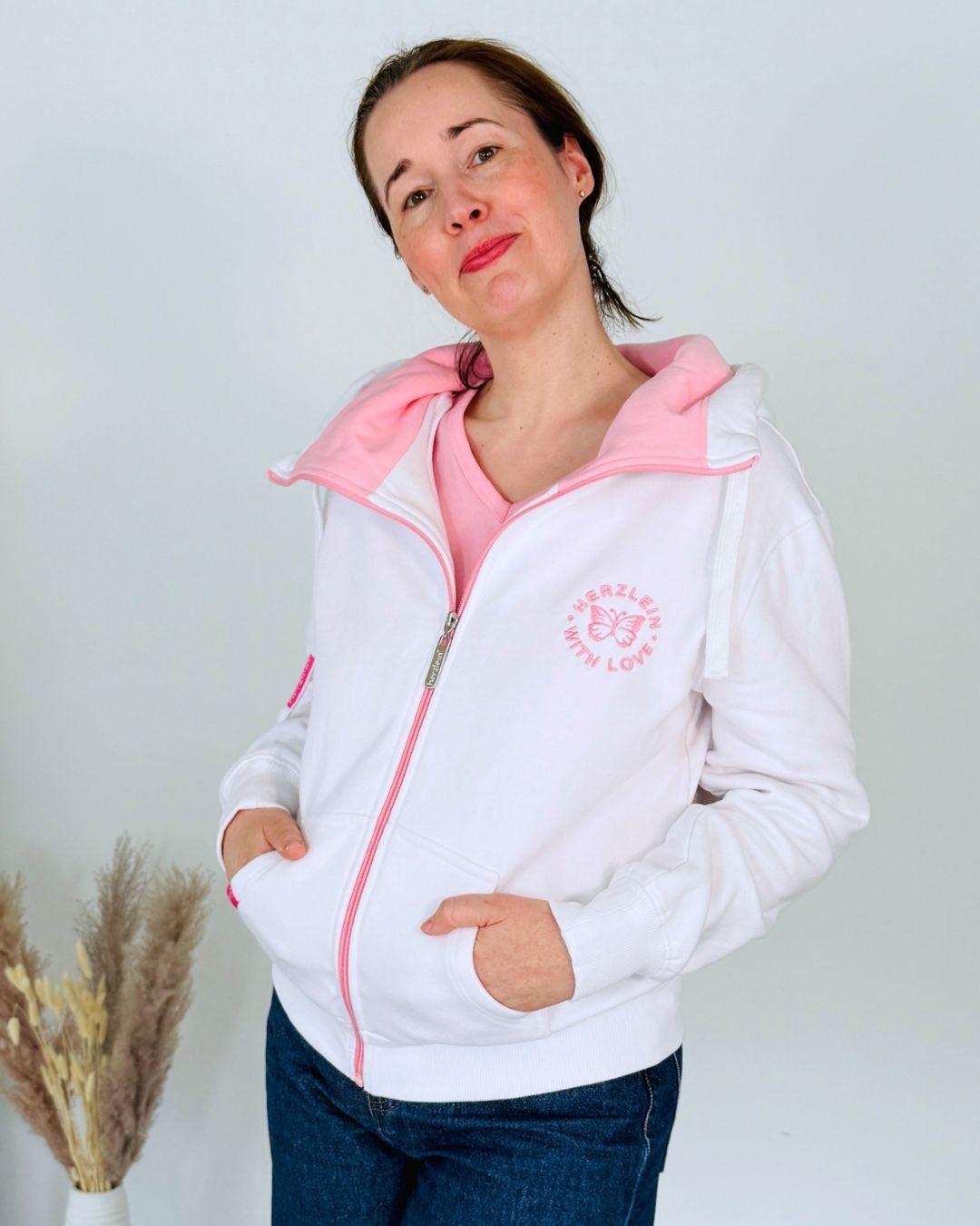 Herzlein® Sweatjacke "Glücklich" in Weiß