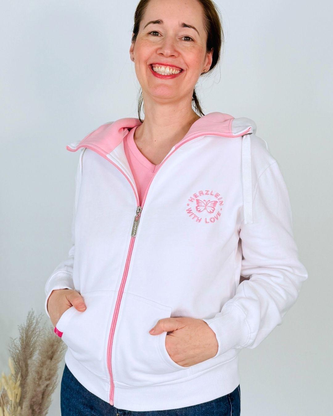 Herzlein® Sweatjacke "Glücklich" in Weiß