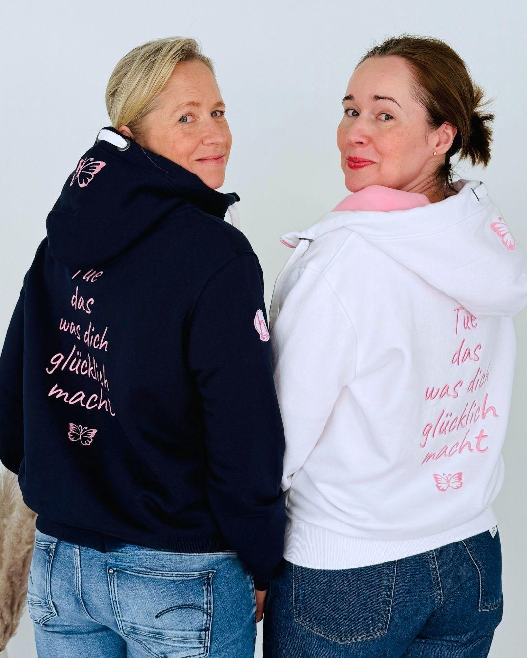 Herzlein® Sweatjacke "Glücklich" in Navy