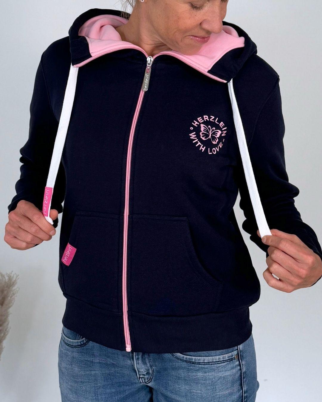 Herzlein® Sweatjacke "Glücklich" in Navy