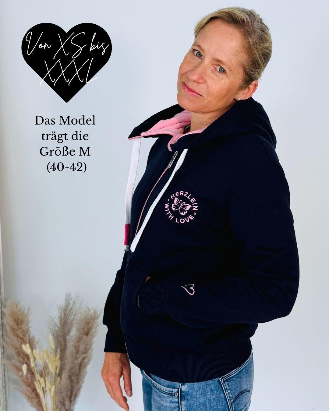 Herzlein® Sweatjacke "Glücklich" in Navy