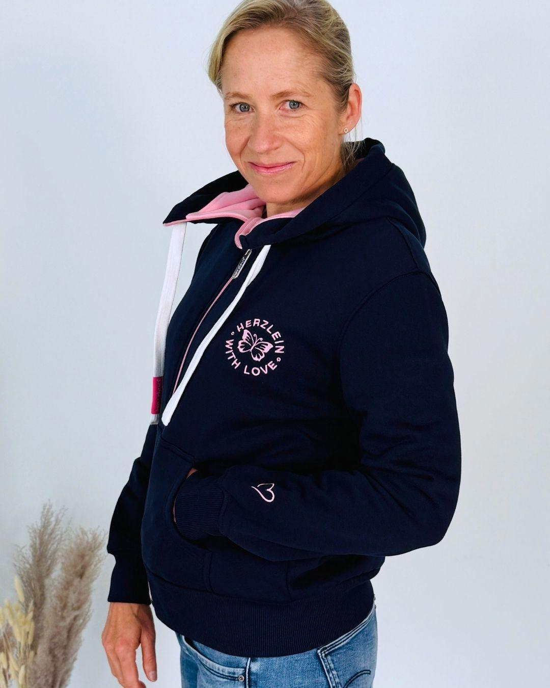 Herzlein® Sweatjacke "Glücklich" in Navy