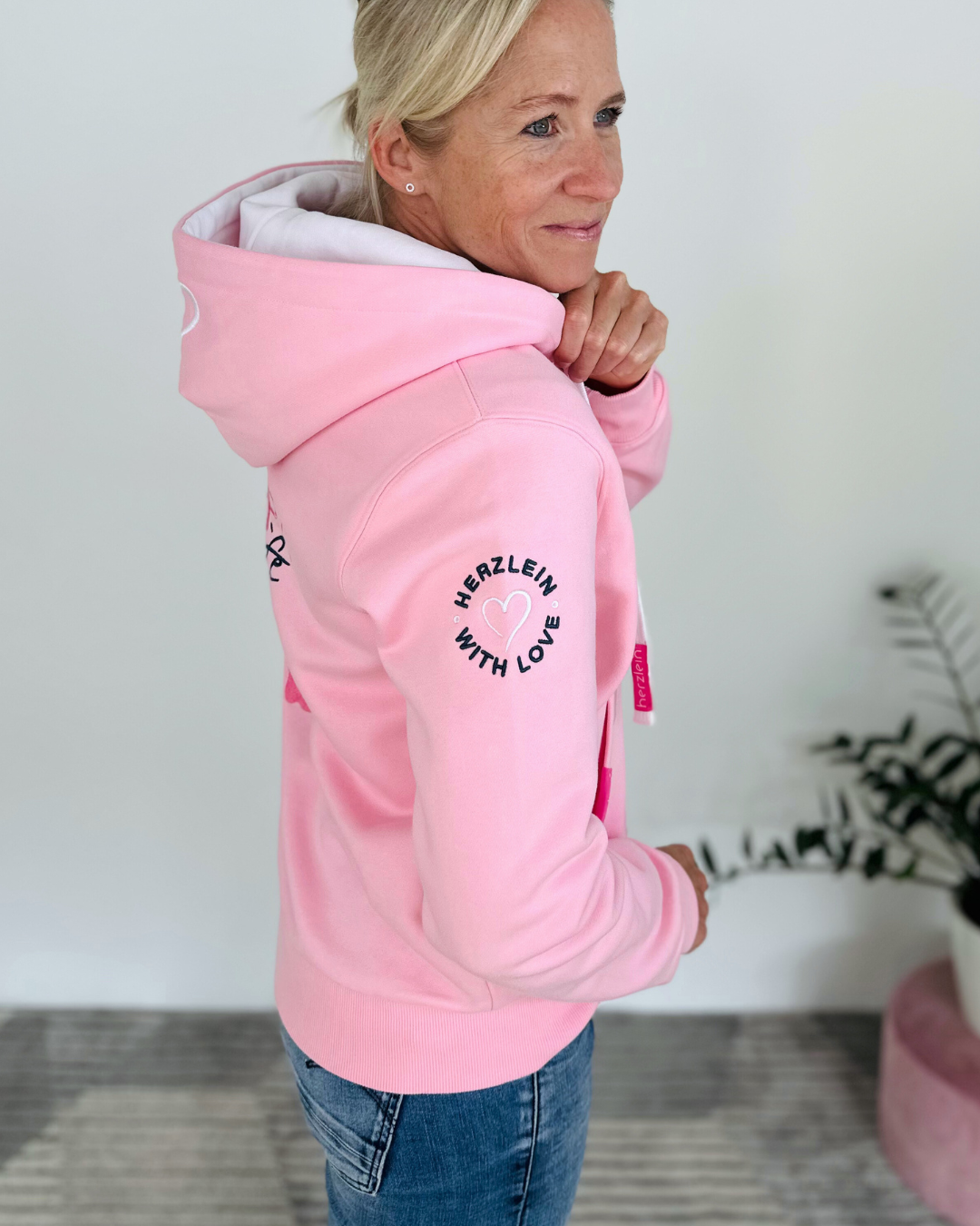 Herzlein® Sweatjacke "Happy Life" in Rosa