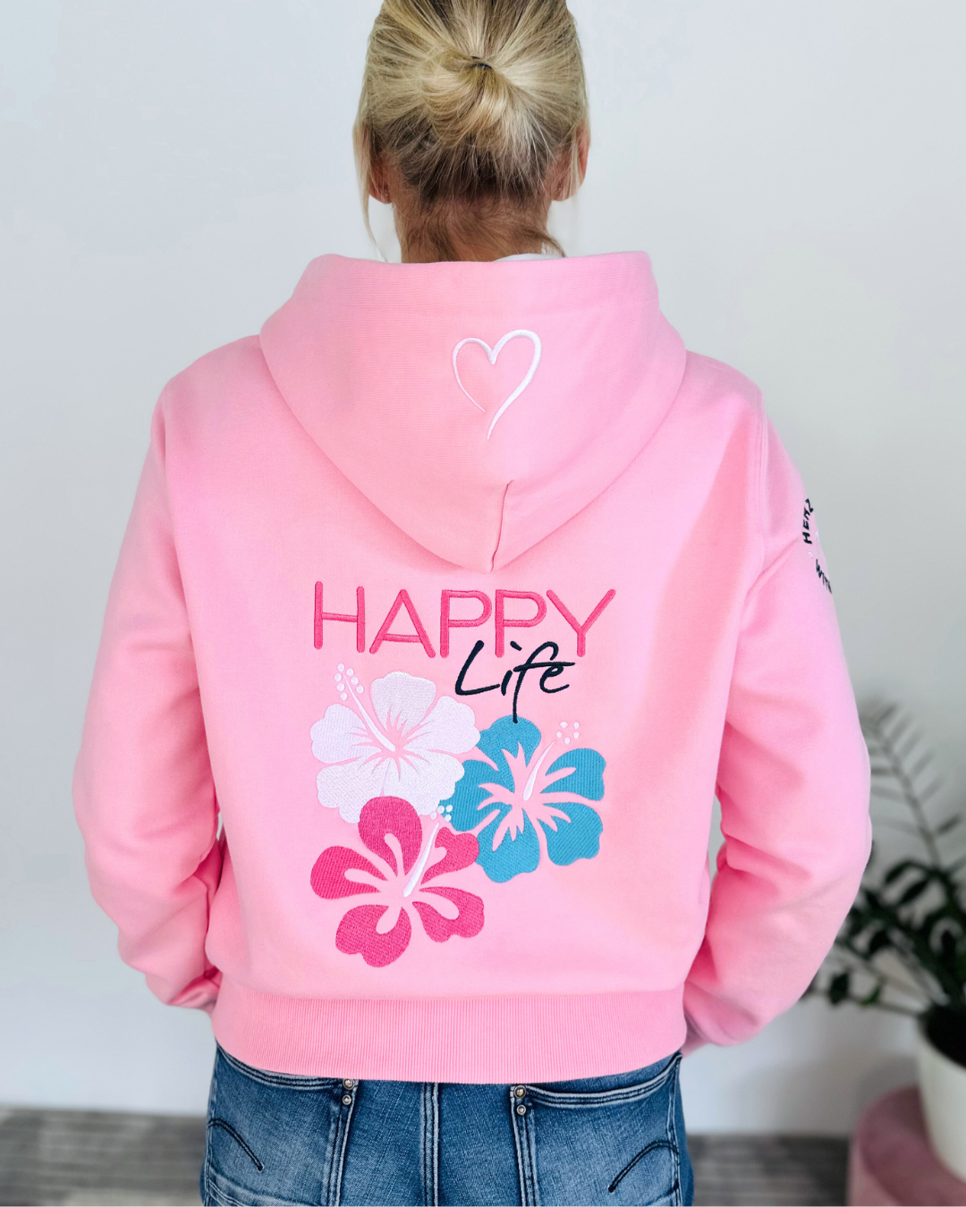 Herzlein® Sweatjacke "Happy Life" in Rosa