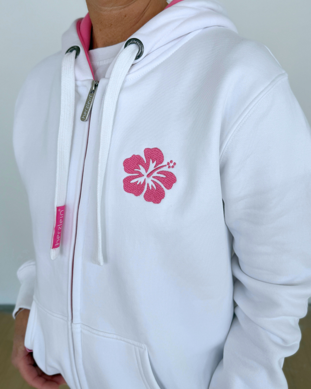 Herzlein® Sweatjacke "Happy Life" in Weiß