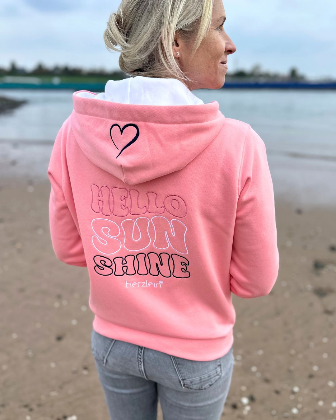Herzlein® Sweatjacke "Hello Sunshine" in Coral