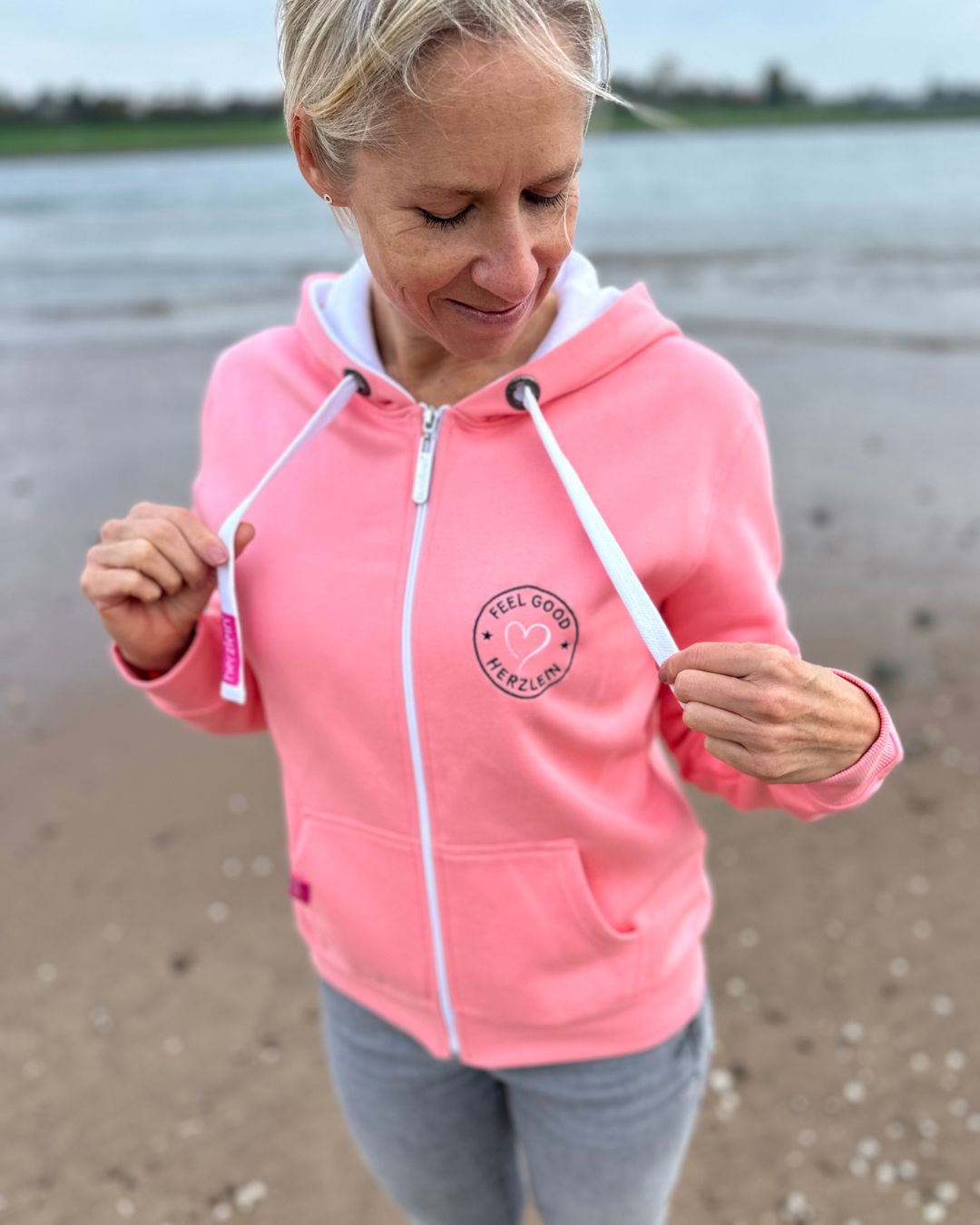 Herzlein® Sweatjacke "Hello Sunshine" in Coral