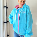 Herzlein Sweatjacke mit Kapuze und Reißverschluss aus Baumwolle Hoodie Kapuzenpullover für Damen Damenhoodie Strand Meer in Hellblau Blau Türkis