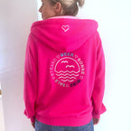 Herzlein Sweatjacke mit Kapuze und Reißverschluss aus Baumwolle Hoodie Kapuzenpullover für Damen Damenhoodie Strand Meer in Pink und Rosa