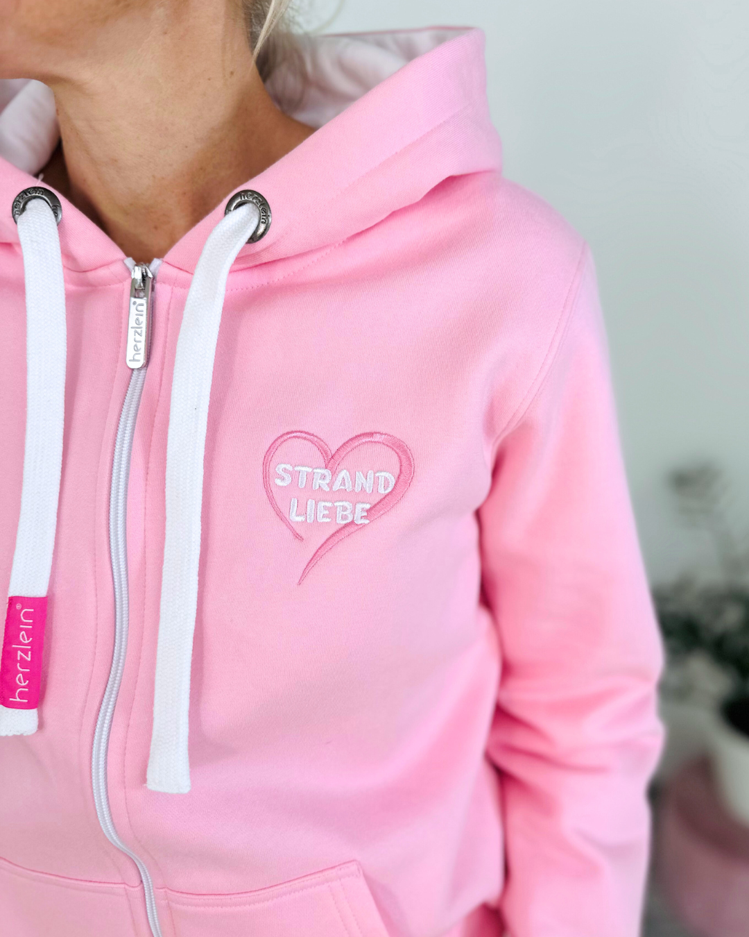 Herzlein® Sweatjacke "Strand Meer Sonne" in Rosa