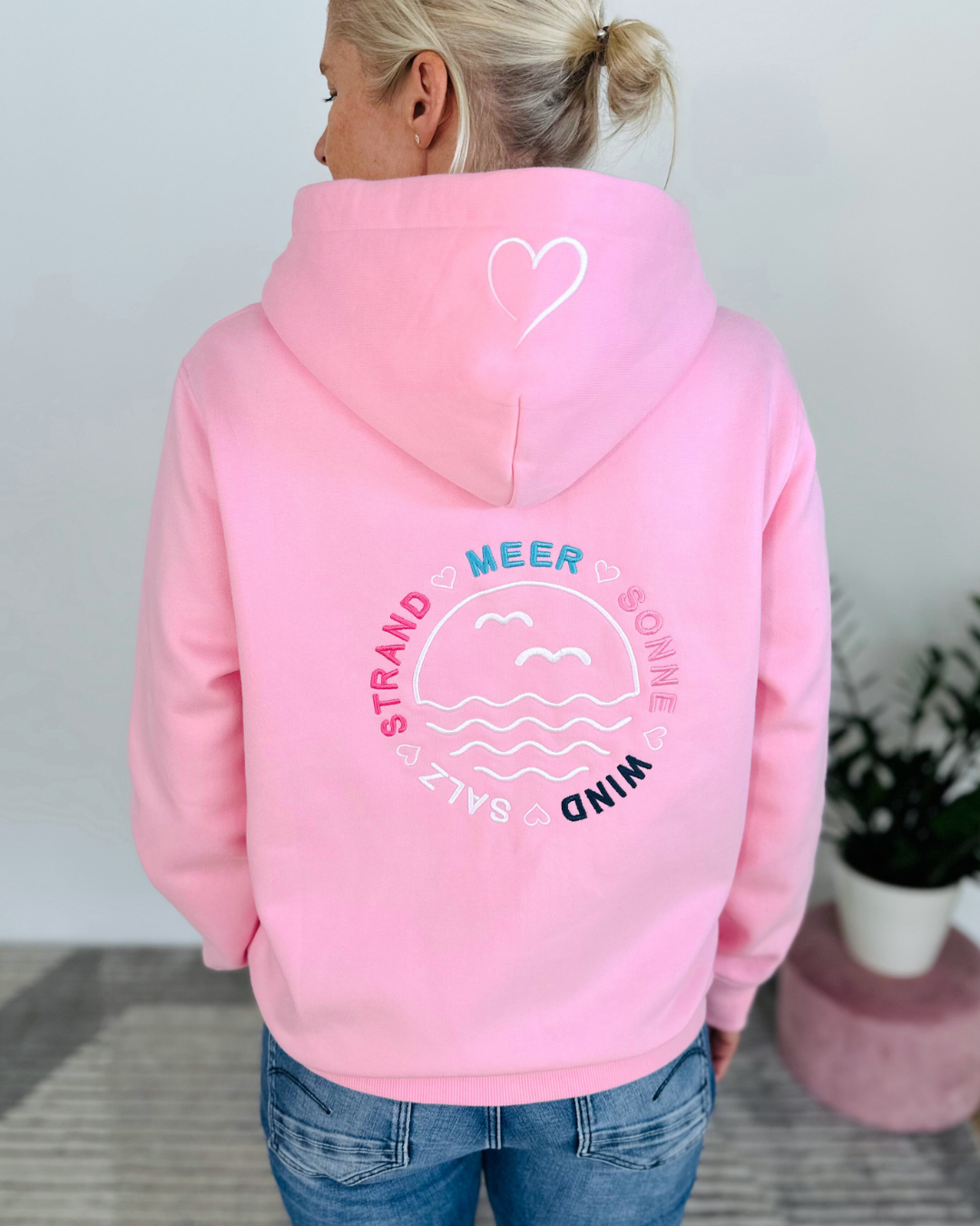 Herzlein® Sweatjacke "Strand Meer Sonne" in Rosa