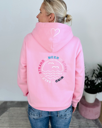Herzlein® Sweatjacke "Strand Meer Sonne" in Rosa