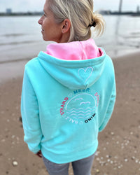 Herzlein® Sweatjacke "Strand Meer Sonne" in Mint