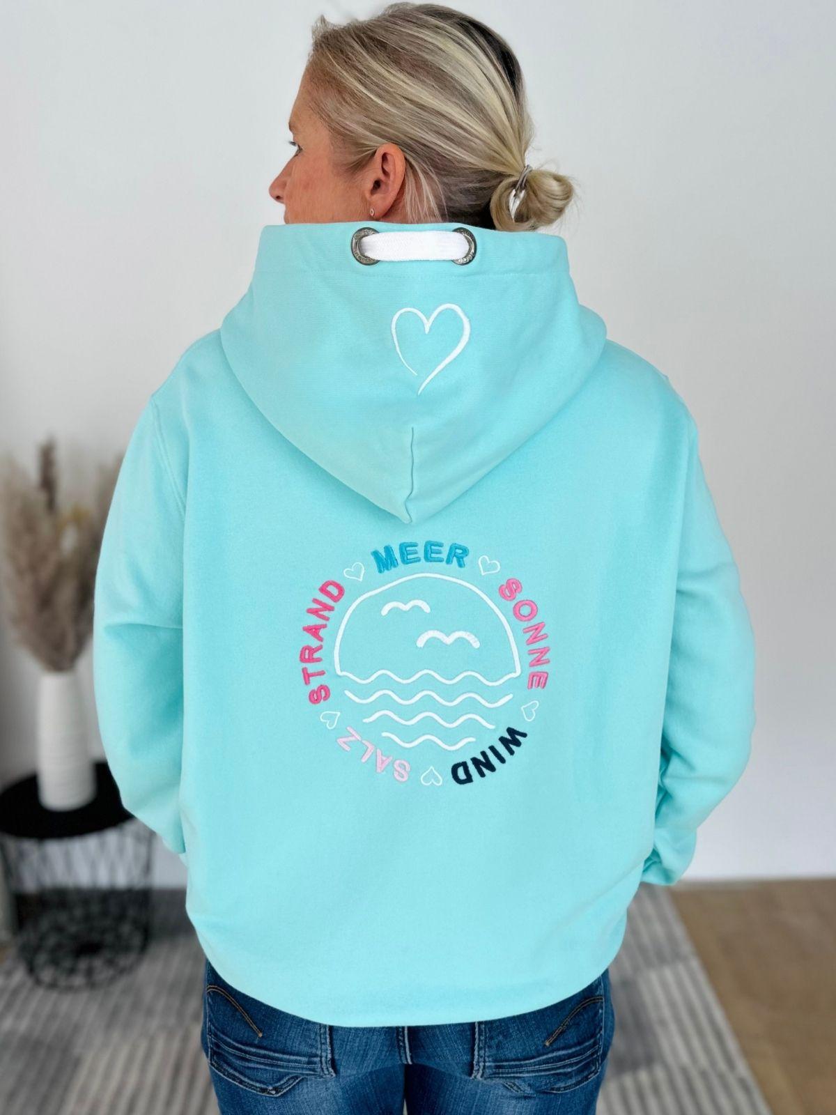 Herzlein® Sweatjacke "Strand Meer Sonne" in Mint