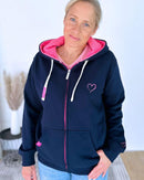 Herzlein® Sweatjacke "Strand Meer Sonne" in Navy