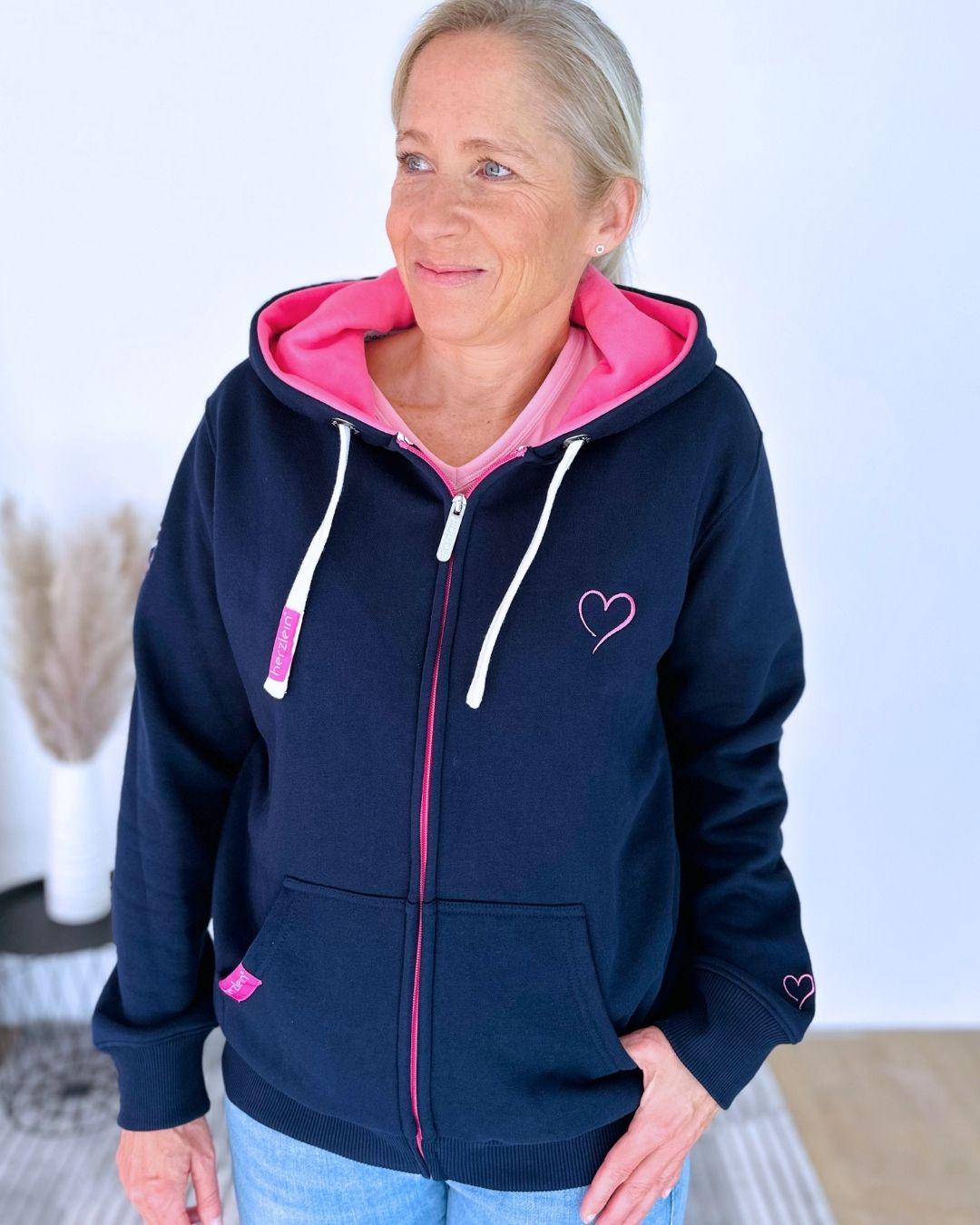 Herzlein® Sweatjacke "Strand Meer Sonne" in Navy