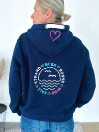 Herzlein® Sweatjacke "Strand Meer Sonne" in Navy