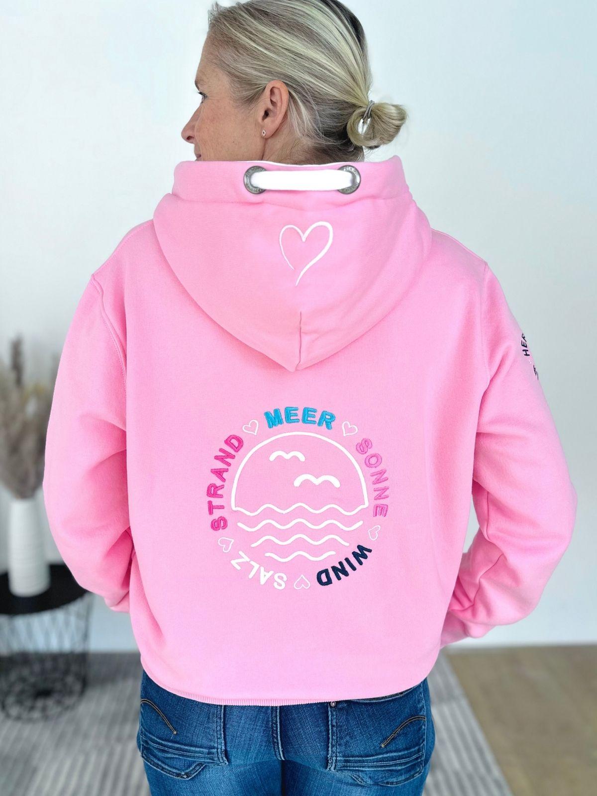 Herzlein® Sweatjacke "Strand Meer Sonne" in Rosa