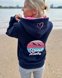 Herzlein® Sweatjacke "Strandliebe" in Navy Blau