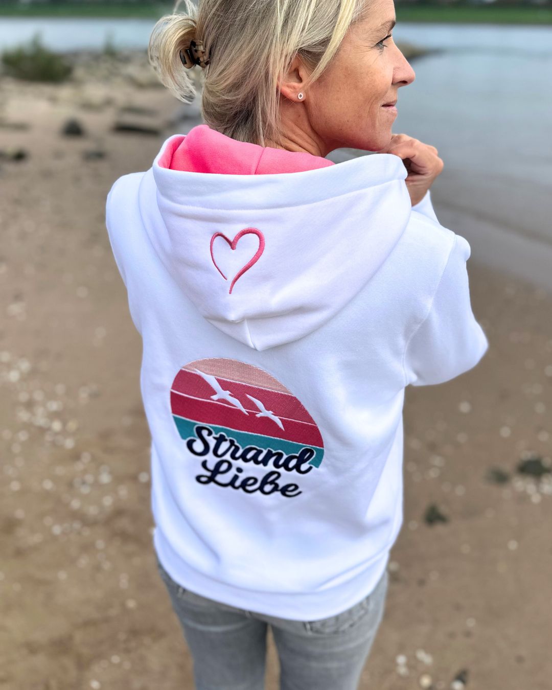 Herzlein® Sweatjacke "Strandliebe" in Weiß