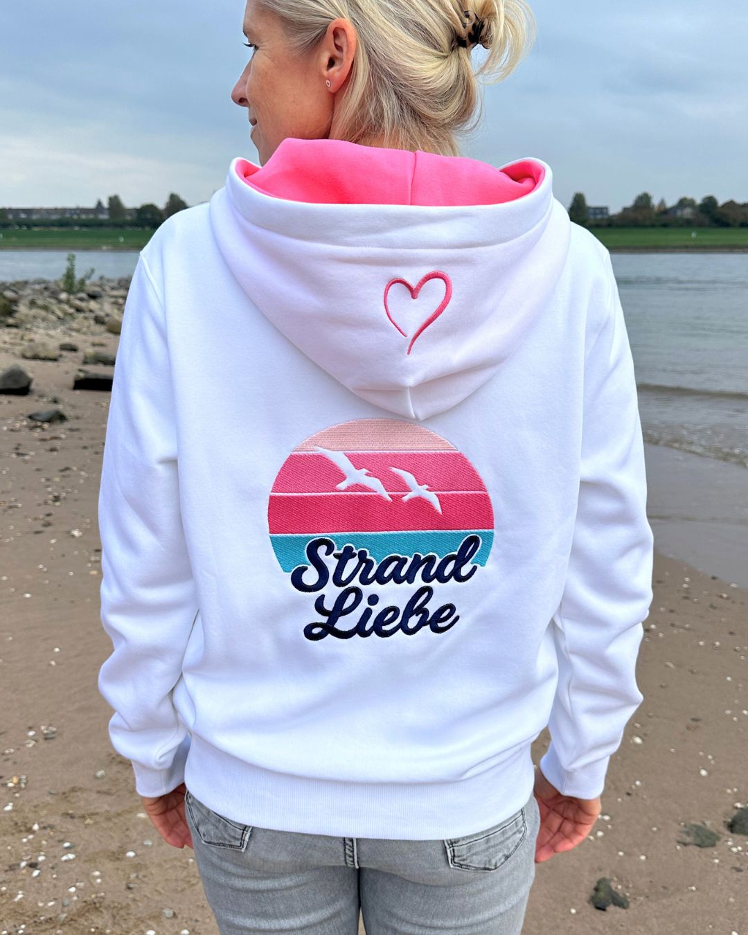 Herzlein® Sweatjacke "Strandliebe" in Weiß