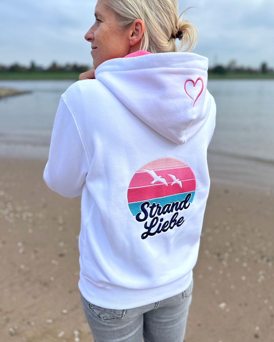 Herzlein® Sweatjacke "Strandliebe" in Weiß