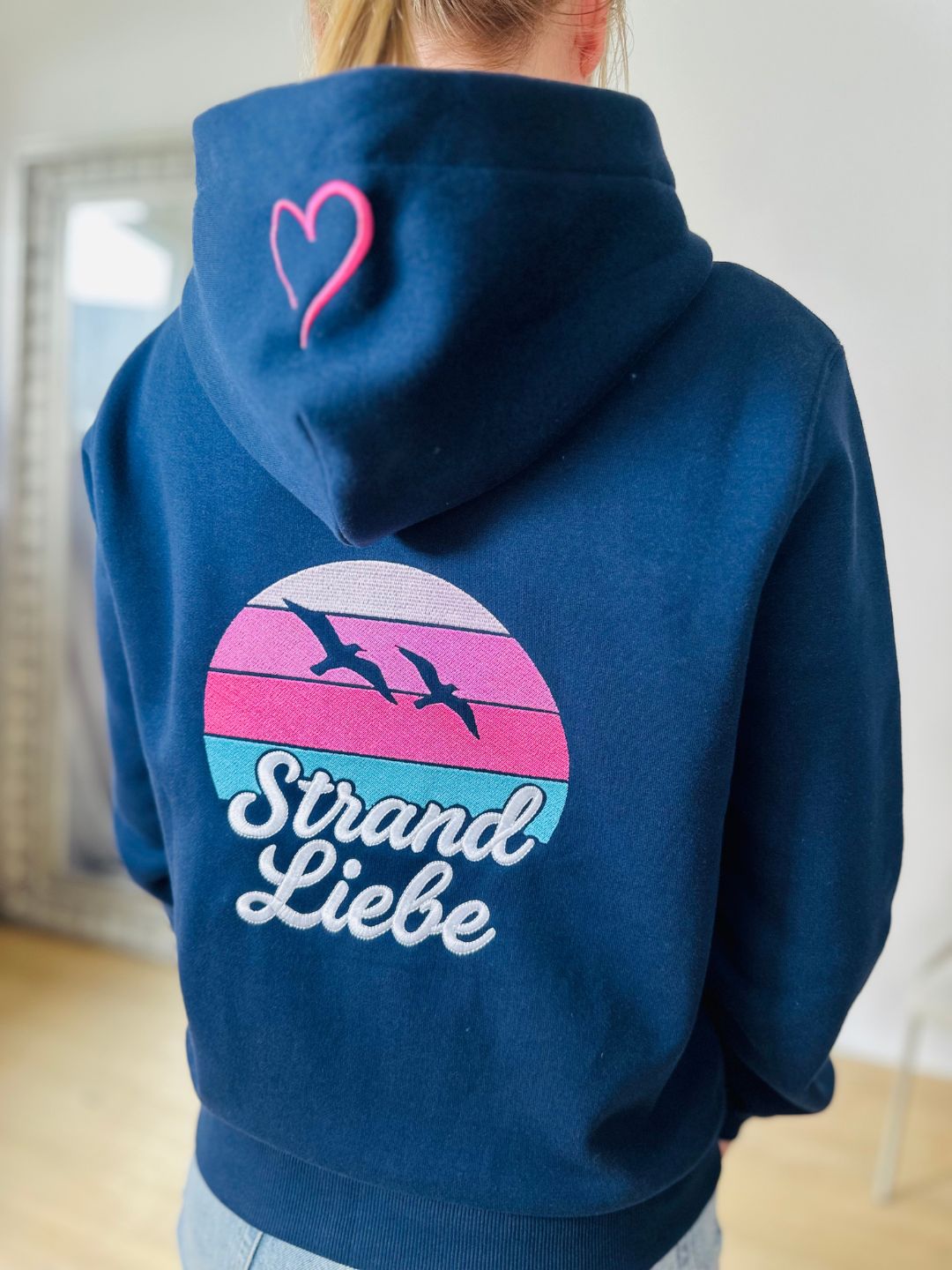 Herzlein® Sweatjacke "Strandliebe" in Navy Blau
