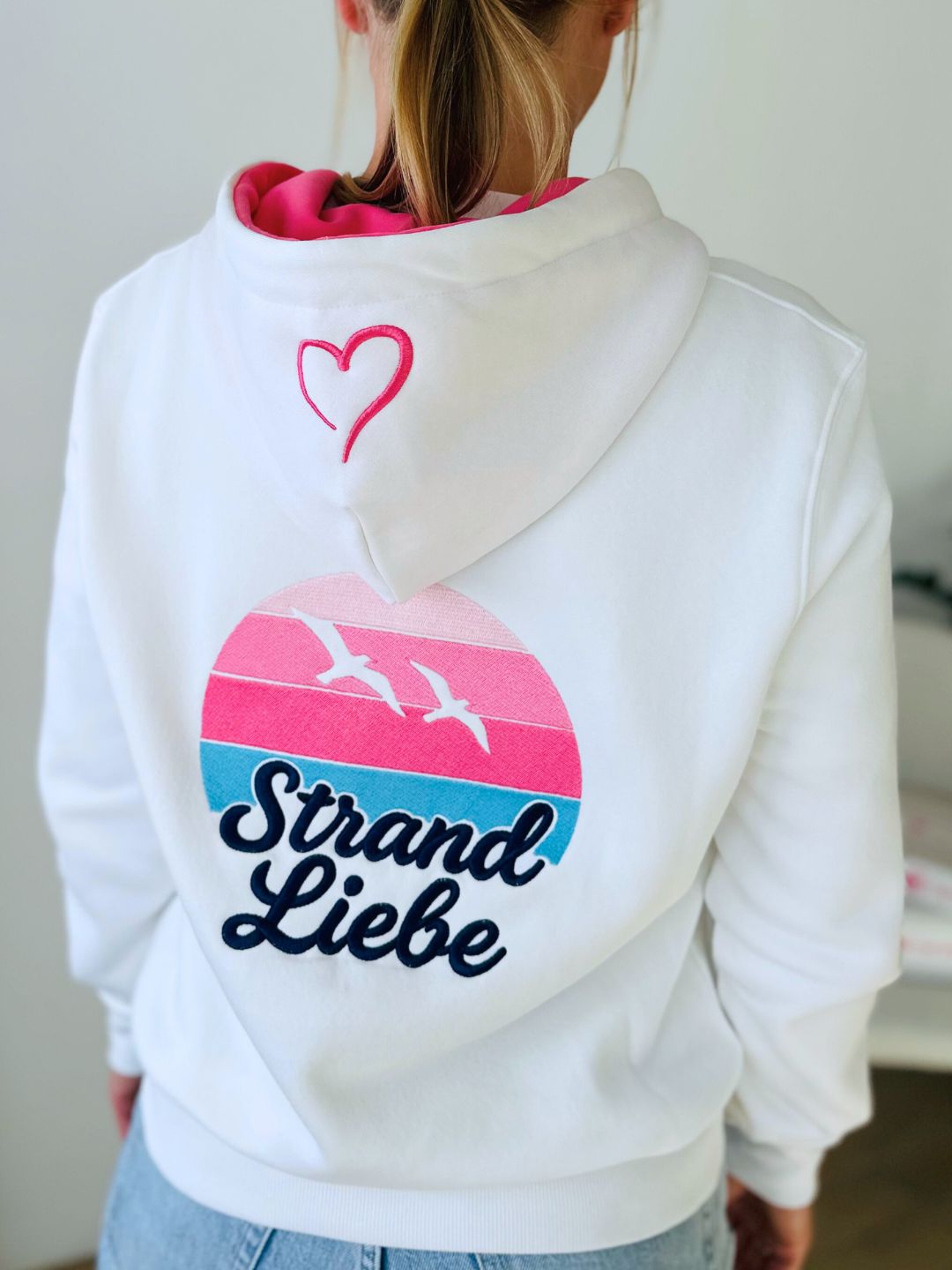 Herzlein® Sweatjacke "Strandliebe" in Weiß