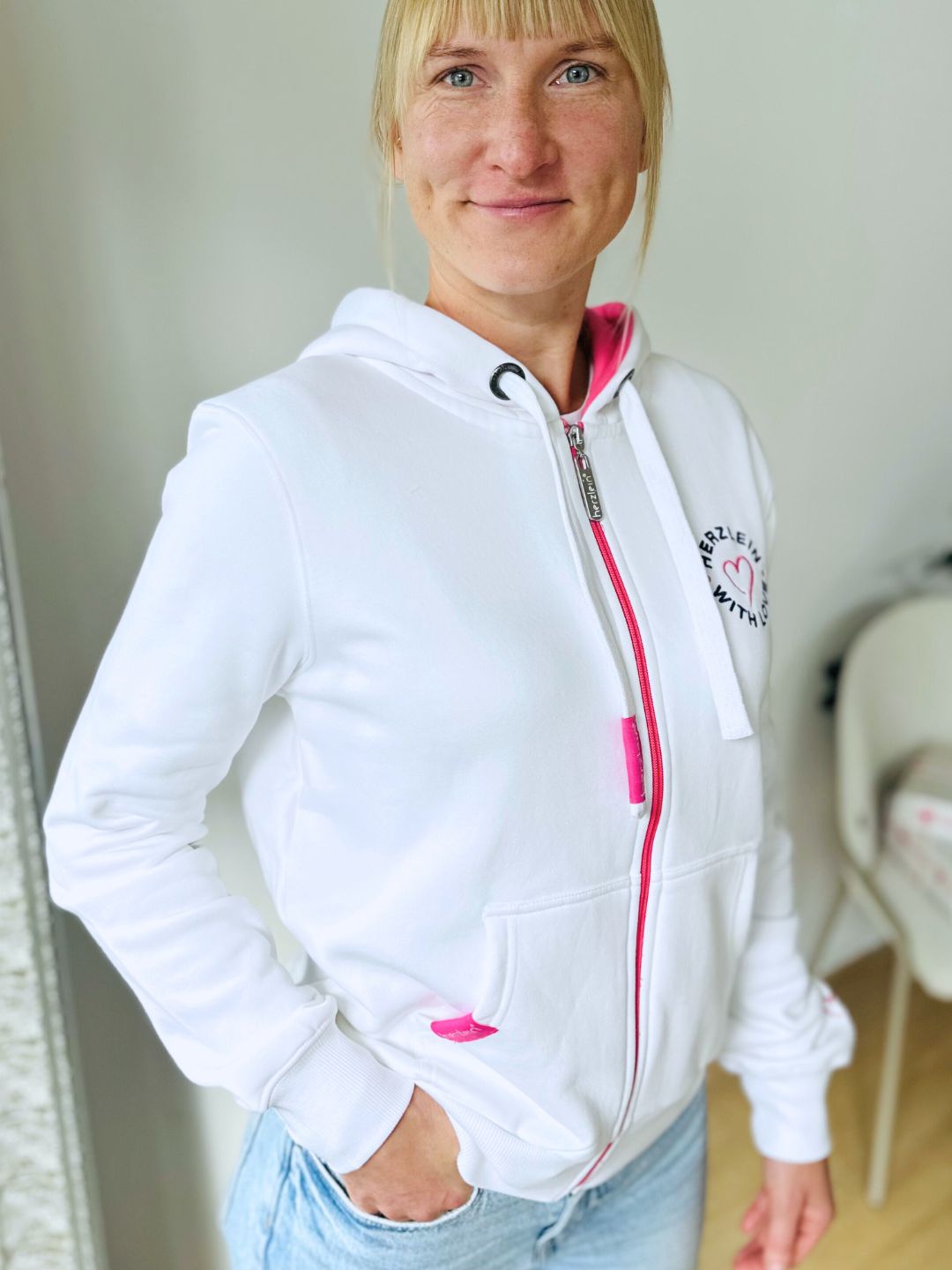 Herzlein® Sweatjacke "Strandliebe" in Weiß