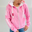 Herzlein Sweatjacke für Damen mit Fleece aus Baumwolle Damenhoodie Summer Love in Rosa