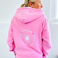 Herzlein Sweatjacke für Damen mit Fleece aus Baumwolle Damenhoodie Summer Love in Rosa